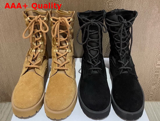 Celine Outdoor Lace Up Boot in Suede Calfskin and Nylon Black Replica