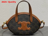 Celine Oval Bag in Triomphe Canvas and Calfskin Tan Replica