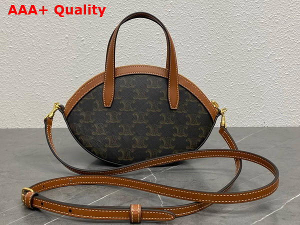 Celine Oval Bag in Triomphe Canvas and Calfskin Tan Replica