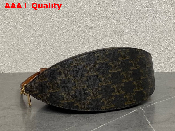 Celine Oval Bag in Triomphe Canvas and Calfskin Tan Replica