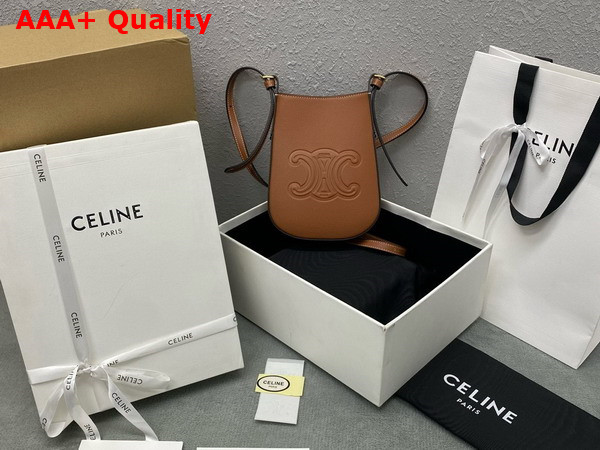 Celine Phone Pouch Heloise in Supple Calfskin Tan Replica