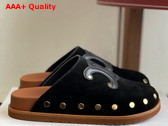 Celine Pitea Clog in Black Suede Calfskin Replica