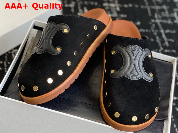 Celine Pitea Clog in Black Suede Calfskin Replica