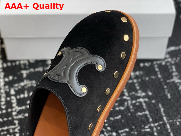 Celine Pitea Clog in Black Suede Calfskin Replica