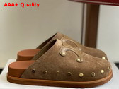 Celine Pitea Clog in Brown Suede Calfskin Replica
