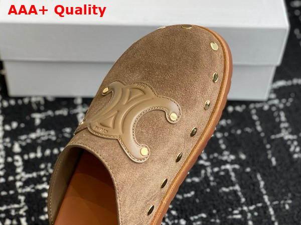 Celine Pitea Clog in Brown Suede Calfskin Replica
