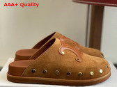 Celine Pitea Clog in Cognac Suede Calfskin Replica
