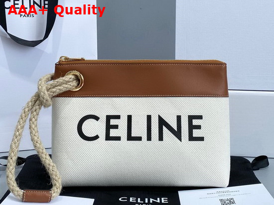 Celine Pouch Marin in Denim and Calfskin Natural Tan Replica