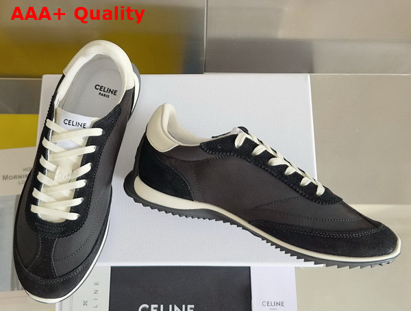 Celine Racer Low Top Sneaker in Nylon Suede Calfskin and Calfskin Black Replica