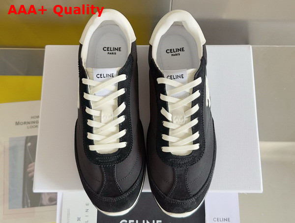 Celine Racer Low Top Sneaker in Nylon Suede Calfskin and Calfskin Black Replica