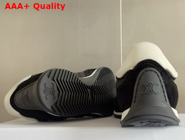 Celine Racer Low Top Sneaker in Nylon Suede Calfskin and Calfskin Black Replica