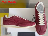 Celine Racer Low Top Sneaker in Nylon Suede Calfskin and Calfskin Burgundy Replica