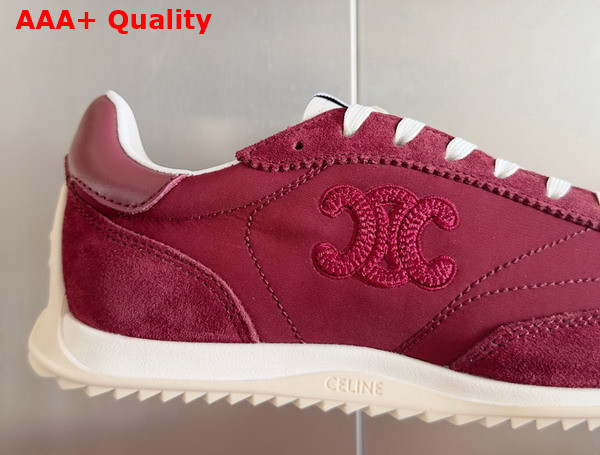 Celine Racer Low Top Sneaker in Nylon Suede Calfskin and Calfskin Burgundy Replica