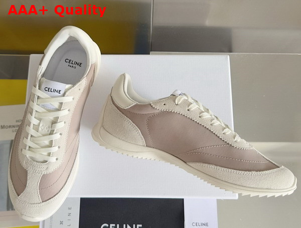 Celine Racer Low Top Sneaker in Nylon Suede Calfskin and Calfskin Rosewood Replica