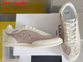 Celine Racer Low Top Sneaker in Nylon Suede Calfskin and Calfskin Rosewood Replica
