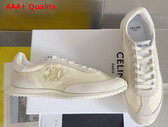Celine Racer Low Top Sneaker in Nylon Suede Calfskin and Calfskin Vanilla Replica