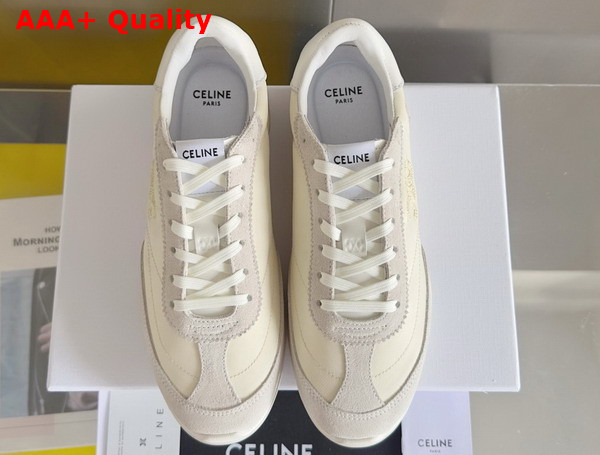 Celine Racer Low Top Sneaker in Nylon Suede Calfskin and Calfskin Vanilla Replica