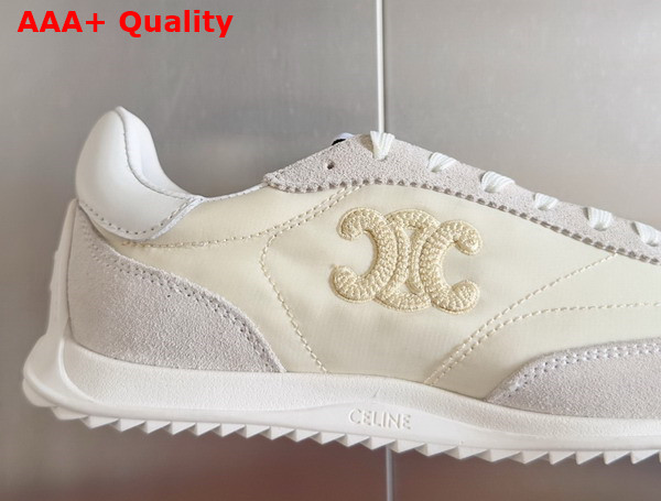 Celine Racer Low Top Sneaker in Nylon Suede Calfskin and Calfskin Vanilla Replica
