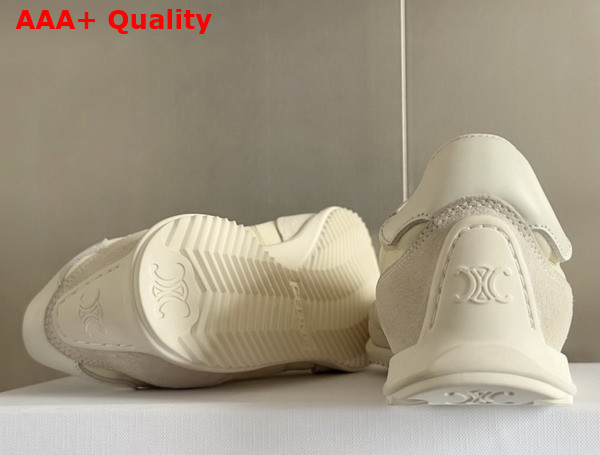 Celine Racer Low Top Sneaker in Nylon Suede Calfskin and Calfskin Vanilla Replica