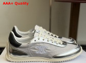 Celine Racer Sneaker in Nylon Laminated Calfskin and Calfskin Light Grey and Silver Replica