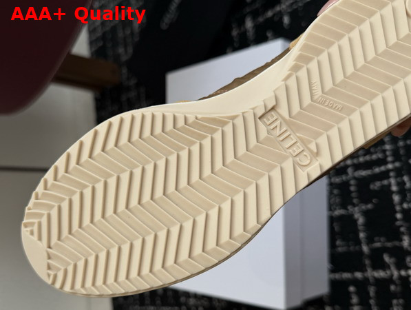 Celine Racer Sneaker in Nylon Suede Calfskin and Calfskin Dark Beige Replica
