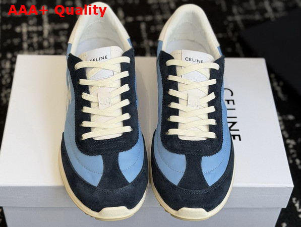 Celine Racer Sneaker in Nylon Suede Calfskin and Calfskin Denim Blue and Navy Replica