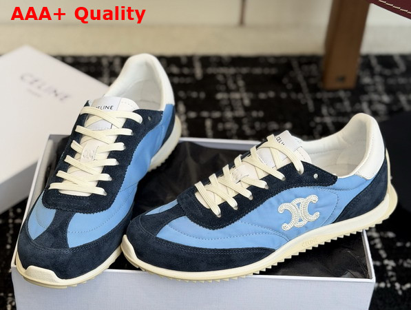 Celine Racer Sneaker in Nylon Suede Calfskin and Calfskin Denim Blue and Navy Replica