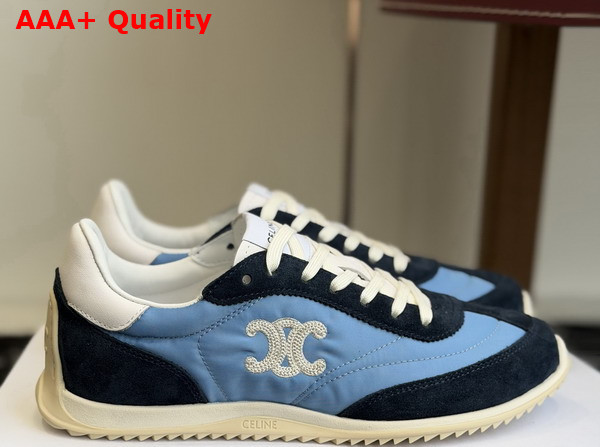 Celine Racer Sneaker in Nylon Suede Calfskin and Calfskin Denim Blue and Navy Replica