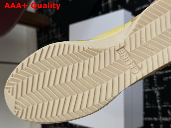 Celine Racer Sneaker in Nylon Suede Calfskin and Calfskin Ochre Light Yellow Replica
