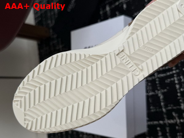Celine Racer Sneaker in Nylon Suede Calfskin and Calfskin Optic White Brown Replica