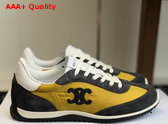 Celine Racer Sneaker in Nylon Suede Calfskin and Calfskin Yellow and Dark Grey Replica