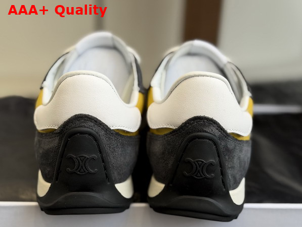 Celine Racer Sneaker in Nylon Suede Calfskin and Calfskin Yellow and Dark Grey Replica