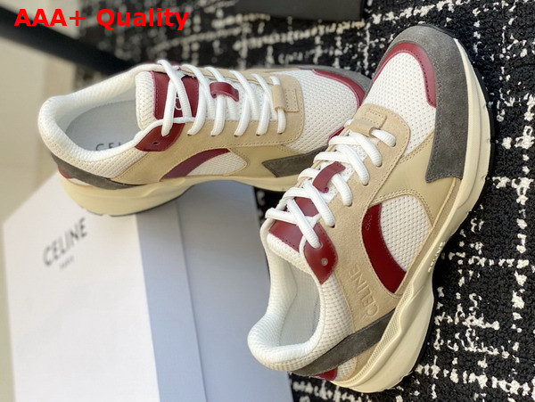 Celine Runner Cr 03 Low Lace Up Sneaker in Mesh Suede Calfskin and Calfskin Multicolor Replica