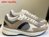 Celine Runner Cr 03 Low Lace Up Sneaker in Mesh Suede Calfskin and Calfskin White Beige Navy Replica