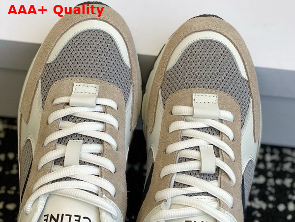 Celine Runner Cr 03 Low Lace Up Sneaker in Mesh Suede Calfskin and Calfskin White Beige Navy Replica