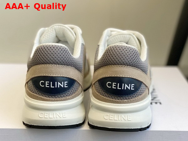 Celine Runner Cr 03 Low Lace Up Sneaker in Mesh Suede Calfskin and Calfskin White Beige Navy Replica