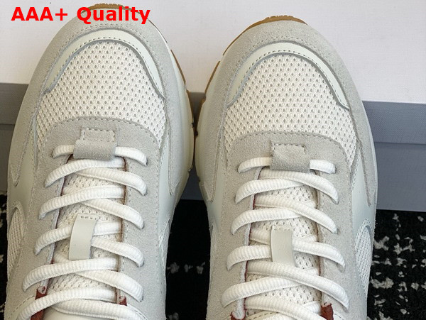 Celine Runner Cr 03 Low Lace Up Sneaker in Mesh Suede Calfskin and Calfskin White and Grey Replica