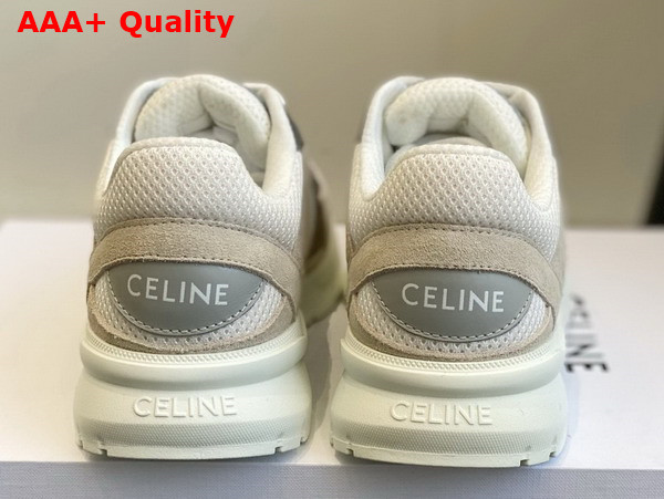 Celine Runner Cr 03 Low Lace Up Sneaker in Suede Calfskin Mesh and Calfskin Beige White Grey Replica