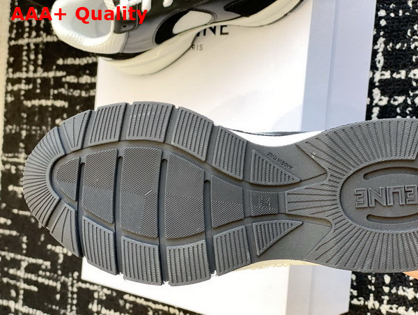 Celine Runner Cr 03 Low Lace Up Sneaker in Suede Calfskin Mesh and Calfskin Black and White Replica