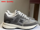 Celine Runner Sneaker in Calfskin Suede Calfskin and Mesh Grey and Ecru Replica