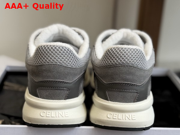 Celine Runner Sneaker in Calfskin Suede Calfskin and Mesh Grey and Ecru Replica