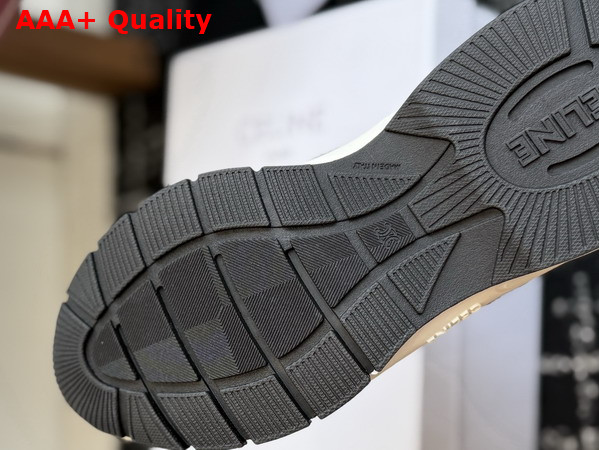 Celine Runner Sneaker in Calfskin Suede Calfskin and Mesh Grey and Ecru Replica