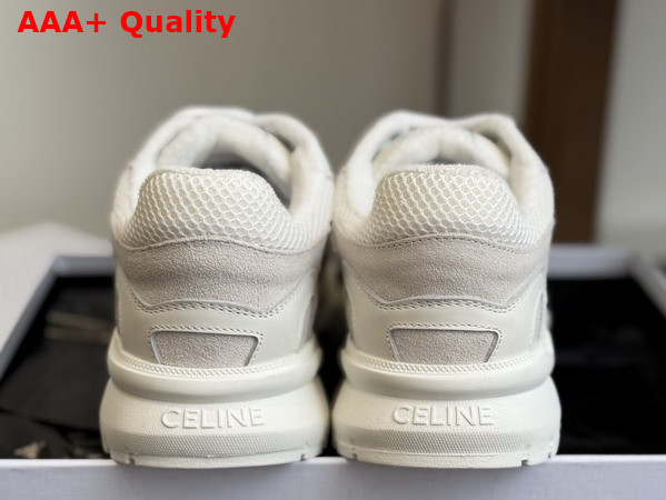 Celine Runner Sneaker in Optic White Calfskin Suede Calfskin and Mesh Replica