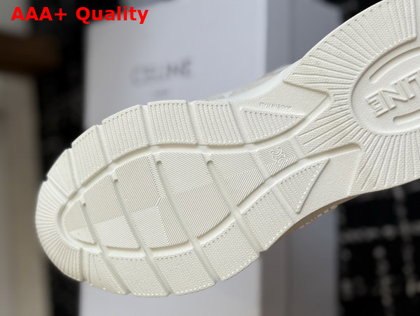 Celine Runner Sneaker in Optic White Calfskin Suede Calfskin and Mesh Replica