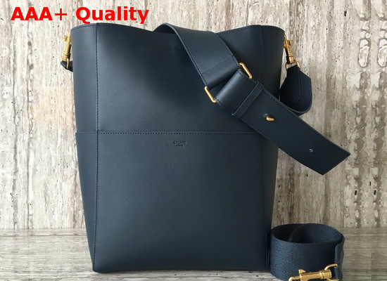 Celine Sangle Bucket Bag in Blue Natural Calfskin Replica