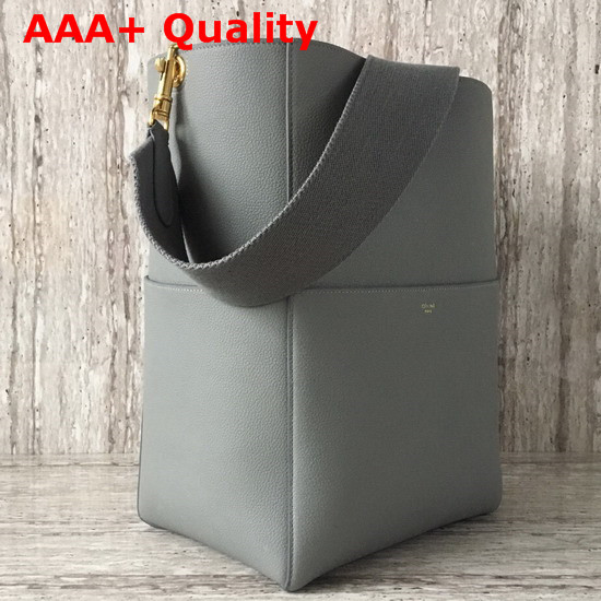 Celine Sangle Bucket Bag in Medium Grey Soft Grained Calfskin Replica