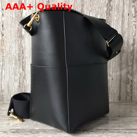 Celine Sangle Bucket Bag in Natural Calfskin Black Replica