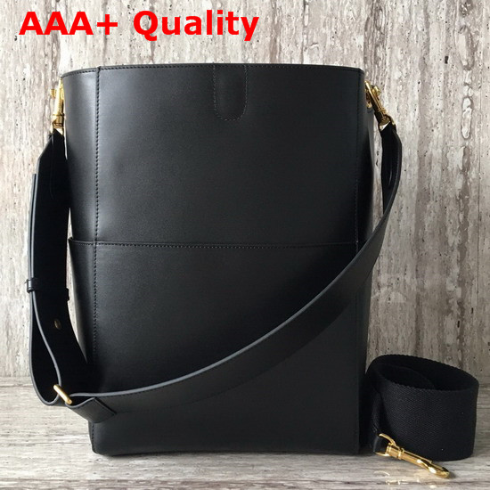 Celine Sangle Bucket Bag in Natural Calfskin Black Replica