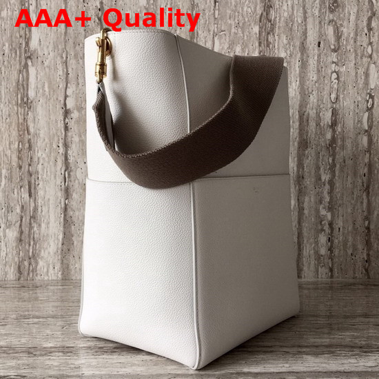 Celine Sangle Bucket Bag in White Grained Calfskin Replica