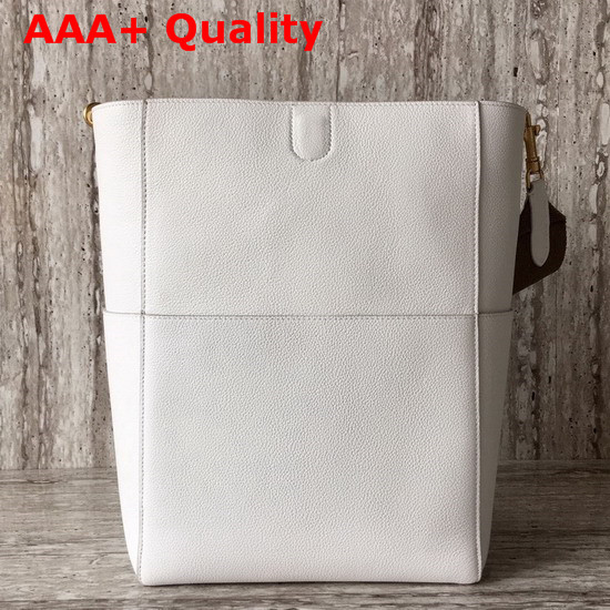 Celine Sangle Bucket Bag in White Grained Calfskin Replica